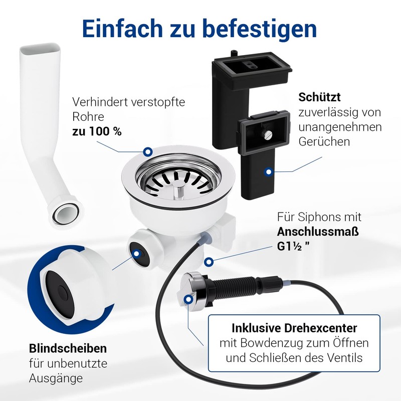 VIOKS Sink Strainer Set Diameter 114 mm with Excenter Valve