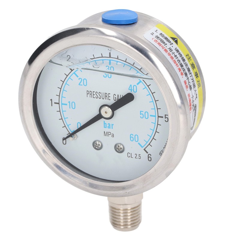 Pressure Gauge Stainless Steel Vibration Resistant Oil Manometer 1/4in NPT
