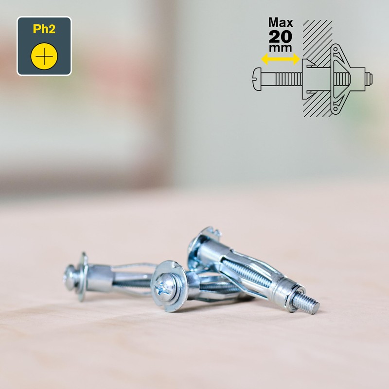 Rapid Cavity Dowel Metal with Screw for Single-Layer Plasterboard and