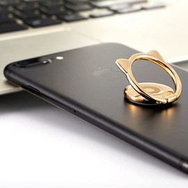 Smartphone Ring, Cute Cat Ears, Magnet, Drop Prevention Ring, Thin, Bunker Ring, Stand Function, One-Handed Operation, 360 Rotation, Strong Adhesion, Compatible with Car Holder, Compatible with