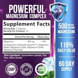 Health Nutrition Naturals Cápsulas Complejo Magnesio 500 Óxido Glicinato Malato Citrato Suplementos Minerales Quelado Alta Absorción Músculos
