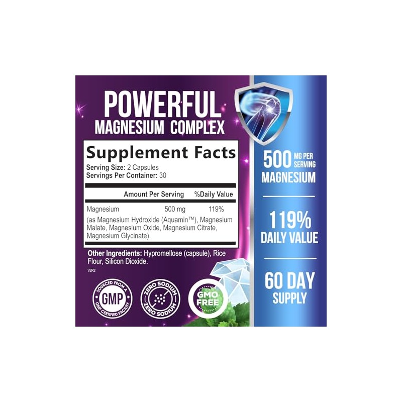 Health Nutrition Naturals Cápsulas Complejo Magnesio 500 Óxido Glicinato Malato