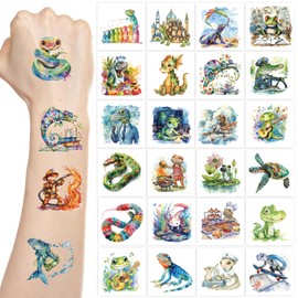 Fancy Land 140Pcs Reptile Temporary Tattoos for Kids Snake Lizard Individual Tattoos for Theme Birthday Party Decoration Favors Baby Shower Supplies Goodie Bag Stuffers