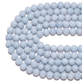 Natural Gemstone Beads 10mm Aquamarine Beads Polished Round Smooth Stone Beads for Bracelets Jewelry Making 15inch Loose Beads