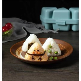 Triangle Onigiri Mold – 6 Cavity Onigiri Rice Ball Press, Non-Stick Sushi Maker Tool for Seaweed & Cilantro Rice Balls (Blue)