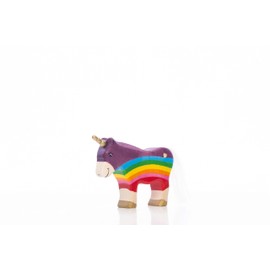Lilu® Unicorn Pony Stallion with Luminous Heart, Mane and Tail, Fabulous World Wooden Animals, Hand-Painted, Wooden Toy Made of FSC® Wood, EN71 and Dekra Certified Toy Figure for Children (Rainbow)