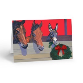Stonehouse Collection | Horse and Donkey Christmas Greeting Cards | 18 Saddled Pony Holiday Cards & Envelopes |Equestrian | USA Made (Me Too)