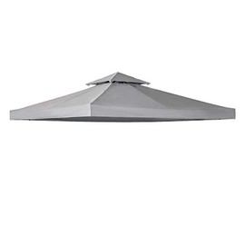 Outsunny 9.84' x 9.84' Gazebo Replacement Canopy 2 Tier Top UV Cover Pavilion Garden Patio Outdoor Light Grey (TOP ONLY)