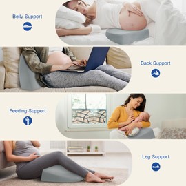 urnexttour Pregnancy Pillow Wedge for Sleeping, Memory Foam Maternity Wedge Pillow Support Belly Body Back Knees Leg, Grey