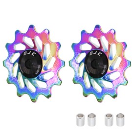 DJC Bike Ceramic Bearing Pulley Wheel 2pcs Guide Roller Jockey 11T 12T 13T 14T 15T 16T MTB Road Bike Rear Derailleur for Shimano for Sram Pulley oilslick (oilslick, 2pcs 12T)