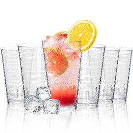DIBALIYI 6 Pcs Plastic Cups, Clear Reusable Drinking Glasses, Acrylic Stackable Tumblers, Transparent Unbreakable Water Cup for Bar Home Kitchen Party Picnic Juice Cocktail Wine (380ml/13oz)