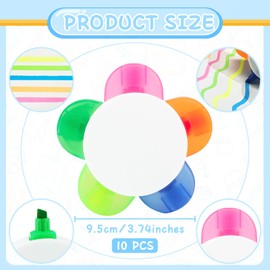 SAYAYA Petals Highlighters 10 PCS 5-In-1 Flower Shape Watercolor Highlighter Pens Multi Color Fluorescent Pens Highlighters Assorted Colors Bulk for Kids Students Back to School Office Supplies