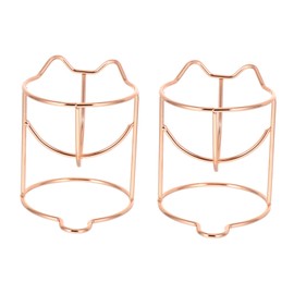 Baluue 9pcs Cat Ear Makeup Sponge Holders Rose Gold Metal Makeup Blender Drying Racks for Travel Home Powder Puff Organizer Cute Design Practical Beauty Accessories for Women