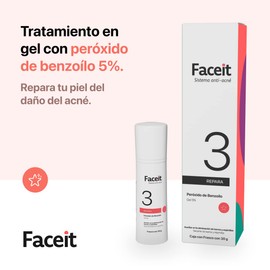 FACEIT I Gel Secante de Barros y Espinillas con Peróxido de Benzoilo 5% I Paso 3 Repara I Destapa Poros I Anti Acné de Tipo Leve o Moderado I 30 ml