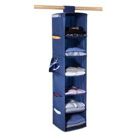 6 SHELF HANGING SWEATER CLOSET & CLOTHING ORGANIZER, BLUE