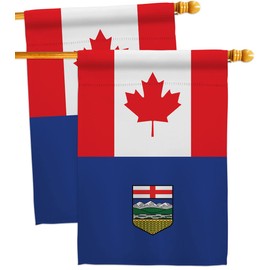 Canada Alberta House Flags 2 pcs Pack Regional Provinces Canadian Territories Region Country Particular Area Small Decorative Gift Yard Banner Made In USA 28 X 40