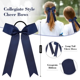 DEEKA 16 PCS Navy Blue Collegiate Style Cheer Bow for Girls Teens Softball Cheerleader Sports