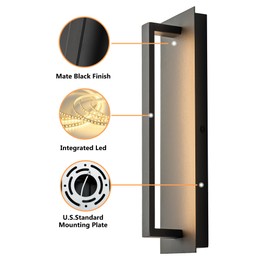 OUPAVOCS 16 inch Modern Outdoor Wall Lights LED, Mate Black Exterior Led Porch Light Wall Mount, 8W 3000K Outside Wall Sconce Lighting Fixture for House, Patio, Commercial use