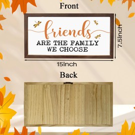 EDCTO Friendship Wooden Frame Signs, Fall Decoration, Best Friend Wood Sign, Rustic Wall Decor, Home Decor Signs, Thanksgiving Gifts for Best Friend, Friends are the Family We Choose Sign