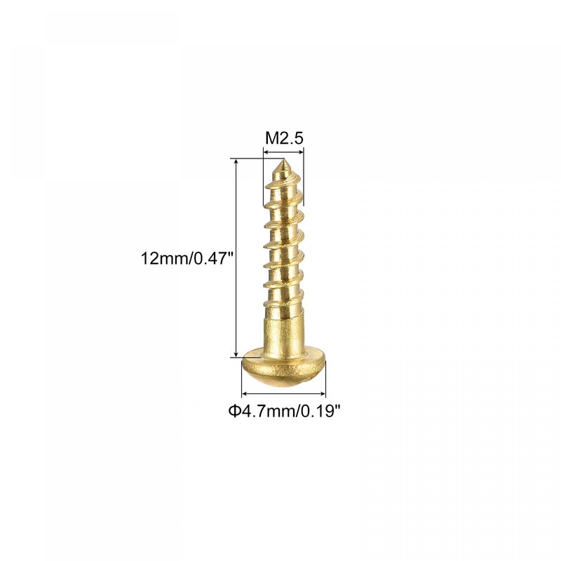 sourcing map Wood Screws M2.5 x 12 mm Slotted Round