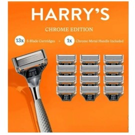 Harry's Chrome Edition Razor Set 13 x 5-Blade Cartridges + 1 Chrome Metal Handle