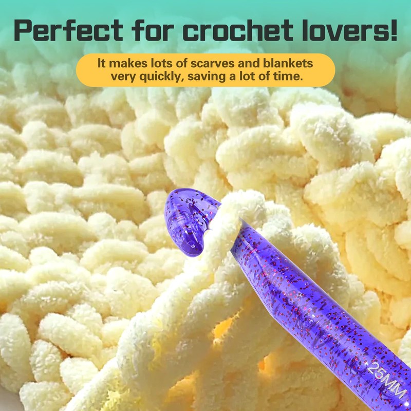 25 mm Large Crochet Hooks, Ergonomic Handle for Arthritic Hands,