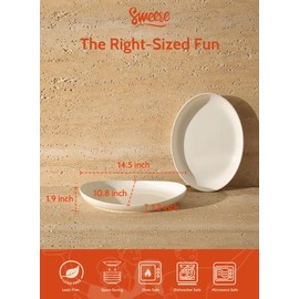 Sweese 2-Pack Porcelain Oval Serving Platters, White High-Grade Durable Professional, 14.5 Inch 2.0 Count