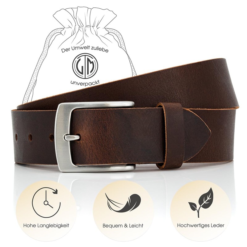 LINDENMANN Men's Leather Belt 40 mm Wide Belt Full Cowhide