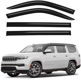 Window Deflectors Smoke Tinted Tape-On Side Window Vent Visor Deflectors Rain Guards Compatible with Jeep Grand Wagoneer 2022-2025 - 4pcs. GW0701