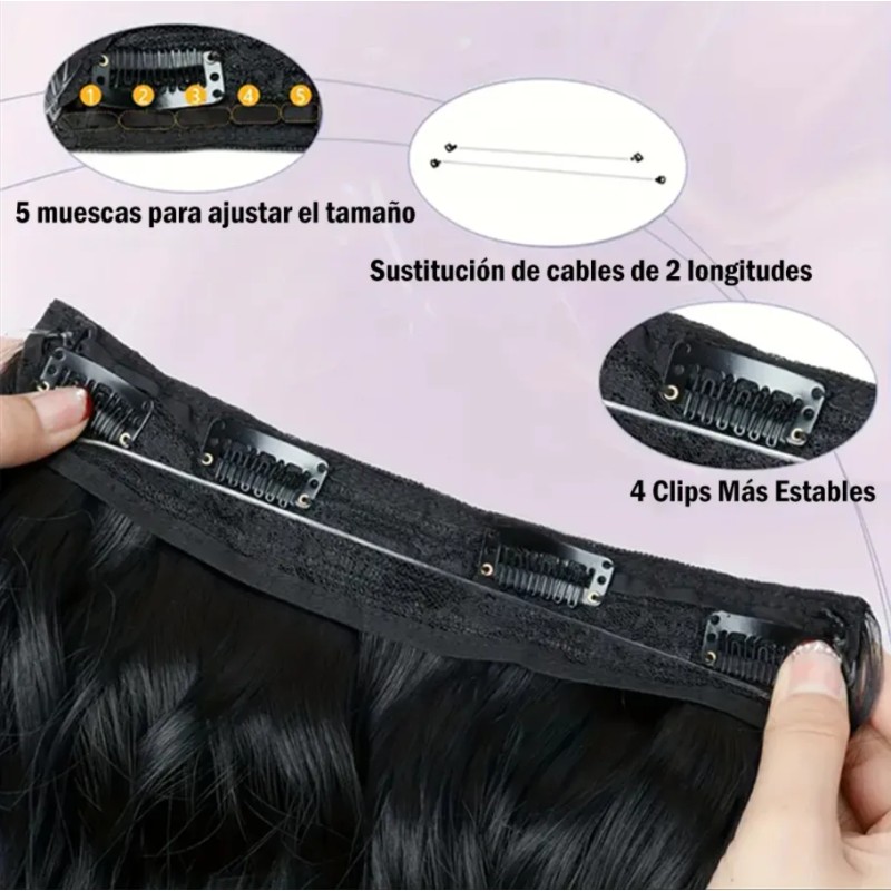 Extensiones De Cabello Natural Ondulado Con Clip 7 Piezas