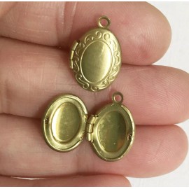 Unbranded 5 pcs solid brass oval locket Pendants, photo frame locket charm 11x16mm