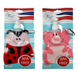 Black Duck Brand Set of 2 Kids Animal Shaped Water Bottles! Eco Friendly and Safe for Kids! (2 Assorted Water Bottles)