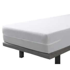 Velfont - Microfibre Mattress Cover Complete Enclosing with Zip. Size 140 x 190/200 cm. Very stretchy mattress cover/mattress protector. For mattresses with a height of up to 30 cm