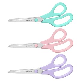 Scissors 3 Pack, 8'' All Purpose Scissors with Ultra Sharp 2.5mm Thick Blades, Soft Grip Handle, Heavy Duty Scissors for School Office Craft Home, Right/Left Handed Scissor