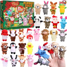 JOYIN Calendario de Adviento de Navidad 2025 con marionetas de dedo, calendario de Adviento de cuenta regresiva de 24 días con marionetas de dedos de animales de felpa para niñas, regalos de fiesta de