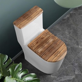 KUIFORTI Brown Wood Print Toilet Lid Cover Set of 2 Pack,3D Wood Print Toilet Seat Lid Covers Washable Toilet Tank Cover Replacement Toilet Lid Covers for Bathroom Elongated Round Oval