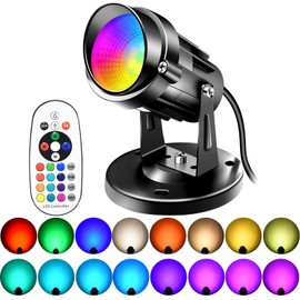 FZWLE LED Spot Lights Indoor,6W RGBW LED Spotlight with Remote Control, Color Changing Uplighting, 120V Plug-in 6 FT Cord with Floor Foot Switch and Base Included Indoor Lighting for Artwork