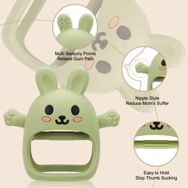 Easter 2 Pack Baby Teething Toys for 3-6 6-12 Months, Soft Silicone BPA Free Bunny Teething Mitten, Easter Basket Stuffers Anti Drop Chew Teether Toys 0-3 6 9 12 Months for Babies Sucking Needs