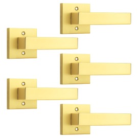 Probrico 5 Pack Gold Dummy Door Levers Door Handles Heavy Duty Interior Door Levers Modern Non-Turning Door Hardware for French Door