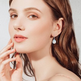 VENACOLY Dolphin Moonstone Earrings 925 Sterling Silver Ocean Animal Earrings Mom Jewelry Dolphin Gifts for Women Mom