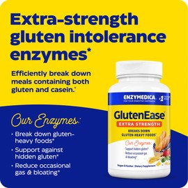 Enzymedica Enzymedica, GlutenEase Extra Strength, Maximum Potency Digestive Enzymes, Supports Gluten & Casein Intolerance, 30 Count