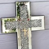 GIMORRTO Mirrored Cross Wall Decor - Crushed Diamond-Embedded Glass Mirror