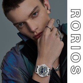 rorios Men's Watches Waterproof Analogue Quartz Watch with Leather Strap Luminous Business Watch Fashion Dress Watches for Men, Blue B, Strap.