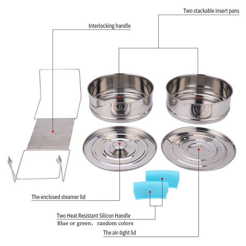 Stackable Steamer Insert Pans- Instant Pot Accessories 6 Qt-2 Silicone