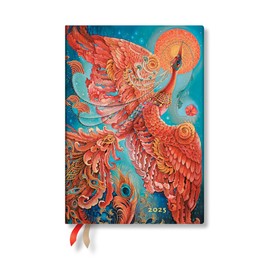 Paperblanks | 2025 Daily Planner | Firebird | Birds of Happiness | 12-Month Flexis | Midi | Elastic Band | 432 Pg | 80 GSM: Firebird 25 Dly 12M Plnr Flexi Midi EN