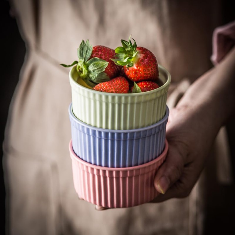 Ciieeo Ceramic Pudding Bowl with Lid Heat Resistant Baking Bowl