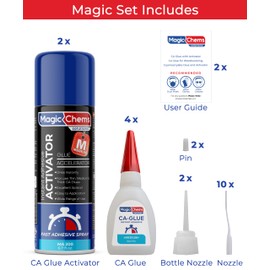 CA Glue with Activator (4 x 0.8 oz + 2 x 6.7 fl oz), Cyanoacrylate Glue and Activator, SuperGlue withActivator, CAGlue and Accelerator (2 Pack)