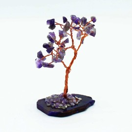 Sacred Remedy Amethyst Crystal Tree: 35 Stones on Copper & Natural Agate Base: Polished Crystals for Healing, Meditation, Purple Home Decor. Reiki Stones, Chakra Balancing, Spiritual Gifts