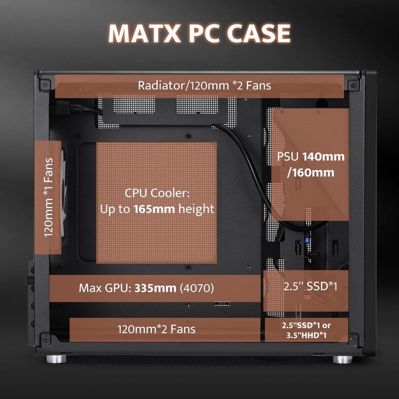 darkFlash Portable Micro-ATX PC Case with Handle, 1 ARGB PWM