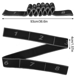 Anseom Yoga Stretching Strap, Stretching Band with 8 Loops, Yoga Stretch Strap, Fitness Stretch Band, Highly Elastic Gymnastics Band for Pilates, Dance, Gymnastics, Effective Stretching (Grey)